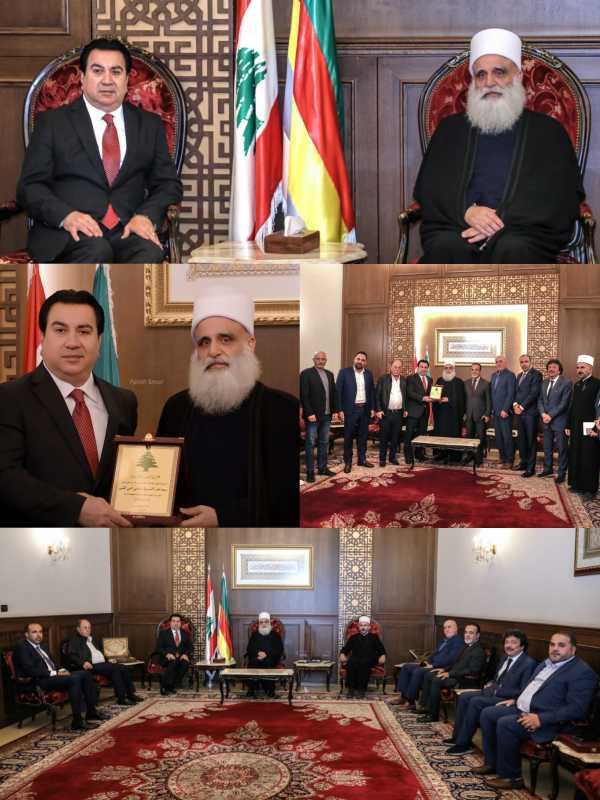 الدكتور باسم جعفر على رأس وفدا من لقاء رجال الاعمال والمجتمع الاهلي في زيارة شيخ العقل لطائفة الموحد