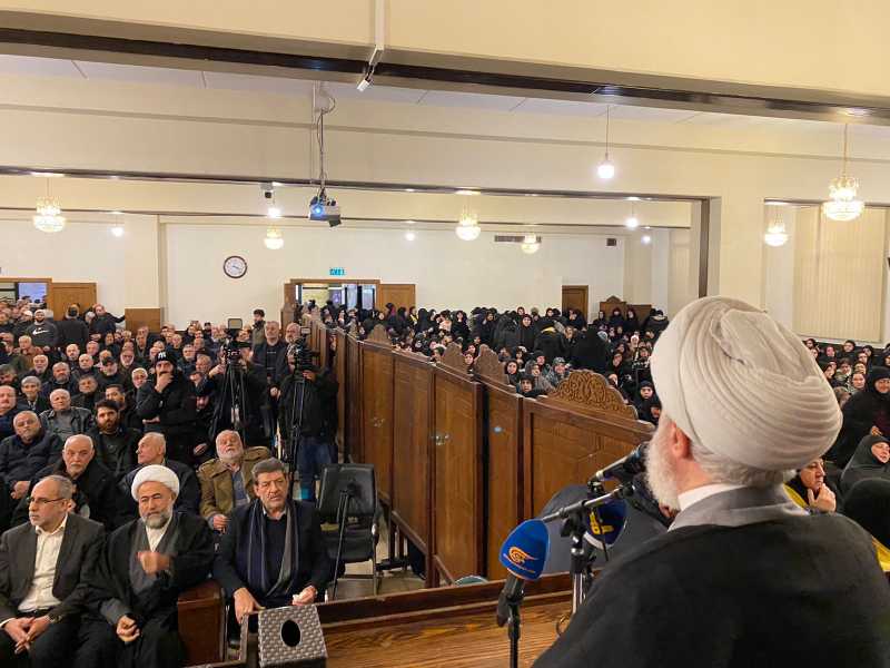 نائب الأمين العام لحزب الله سماحة الشيخ نعيم قاسم خلال حفل تأبين  الشهداء على طريق القدس حسن ترمس - 