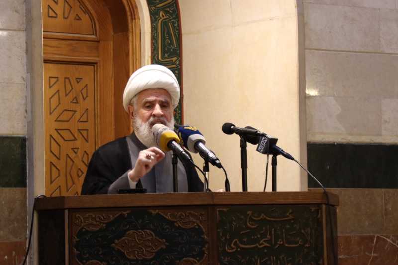 نائب الأمين العام لحزب الله سماحة الشيخ نعيم قاسم خلال خطبة صلاة الجمعة في مجمع المجتبى – بيروت 22-3