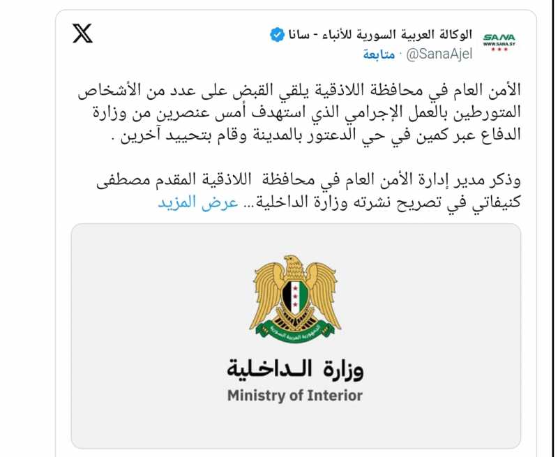 11 قتيلاً بينهم مدنيون في عمليات للأمن السوري