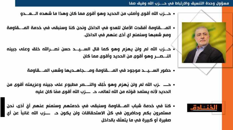 مسؤول وحدة التنسيق والارتباط في حــ.ـزب الله وفيق صفا