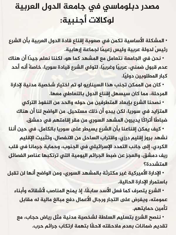 مصدر دبلوماسي في جامعة الدول العربية لوكالات أجنبية