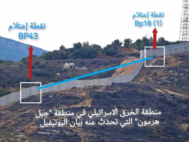 لجنة التحقق المشتركة بين الجيش اللبناني وقوات اليونيفيل اجرت جولة واجروا مسحاً للخرق الإسرائيلي في م