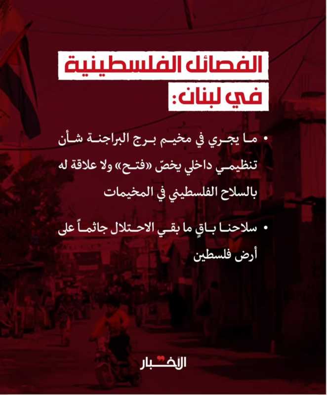 الفصائل الفلسطينية في لبنان سلاحنا باقٍ ما بقي الاحتلال