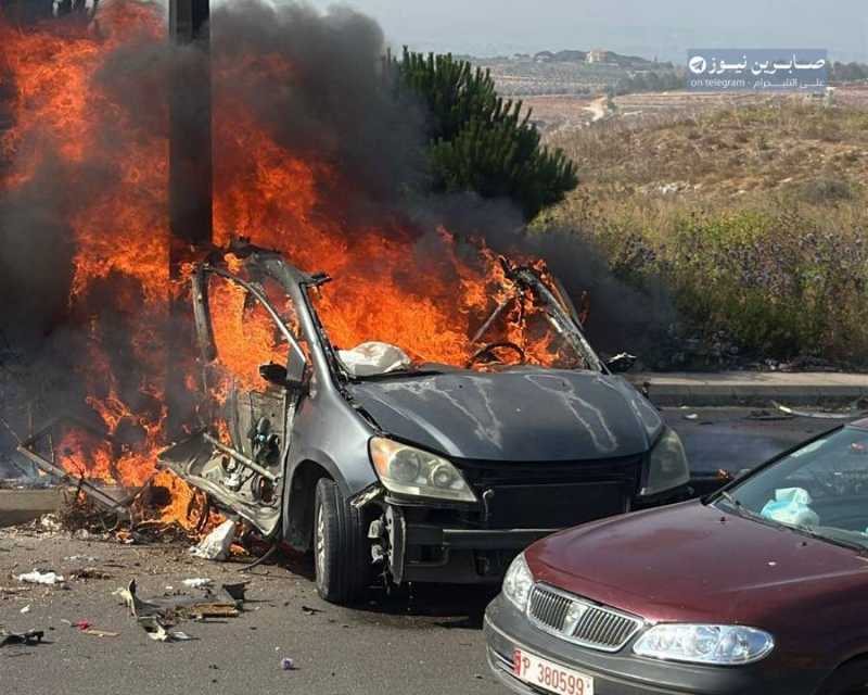 عدوان صهيوني بطيران مسير استهدف سيارة في أطراف كفردجال جنوب لبنان