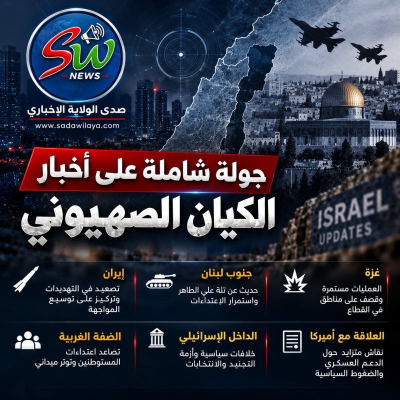 جولة شاملة في أبرز تطورات الكيان الصهيوني إيران ولبنان وغزة تتصدر المشهد الأمني والسياسي جولة شاملة في أبرز تطورات الكيان الصهيوني إيران ولبنان وغزة تتصدر المشهد الأمني والسياسي