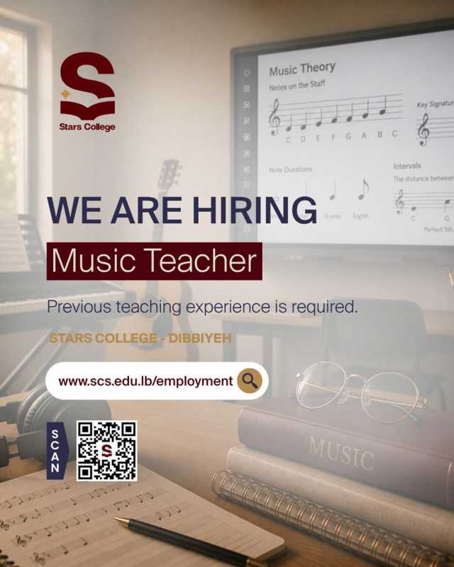 Stars College - Dibbiyeh is hiring an experienced Music Teacher.