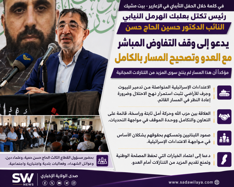 الحاج حسن يدعو إلى وقف التفاوض المباشر مع العدو وتصحيح المسار بالكامل