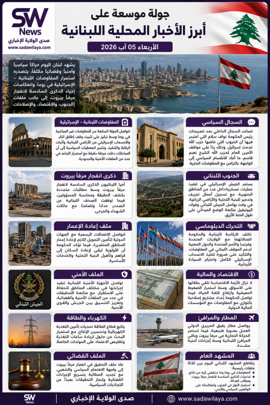موسعة على أبرز الأخبار المحلية اللبنانية الأربعاء 5 آب 2026
