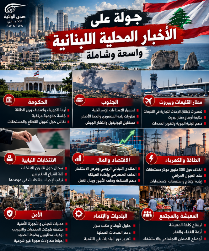 لبنان اليوم جولة واسعة في آخر التطورات السياسية والأمنية والاقتصادية من الجنوب إلى الحكومة لبنان اليوم جولة واسعة في آخر التطورات السياسية والأمنية والاقتصادية من الجنوب إلى الحكومة