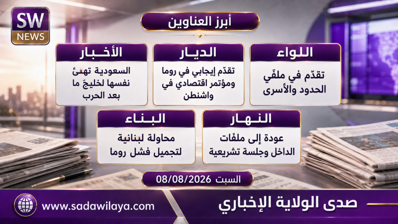 عناوين الصحف الصادرة اليوم السبت 08082026