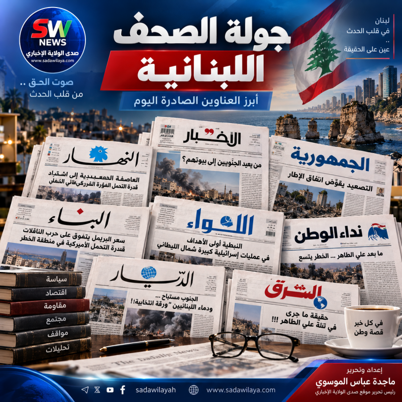 عناوين الصحف اللبنانية الصادرة صباح اليوم الثلاثاء 8 أيلولسبتمبر 2026.