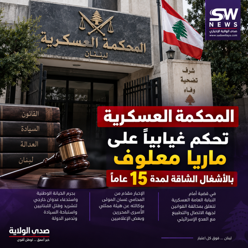 المحكمة العسكرية تحكم غيابياً على ماريا معلوف بالأشغال الشاقة 15 عاماً