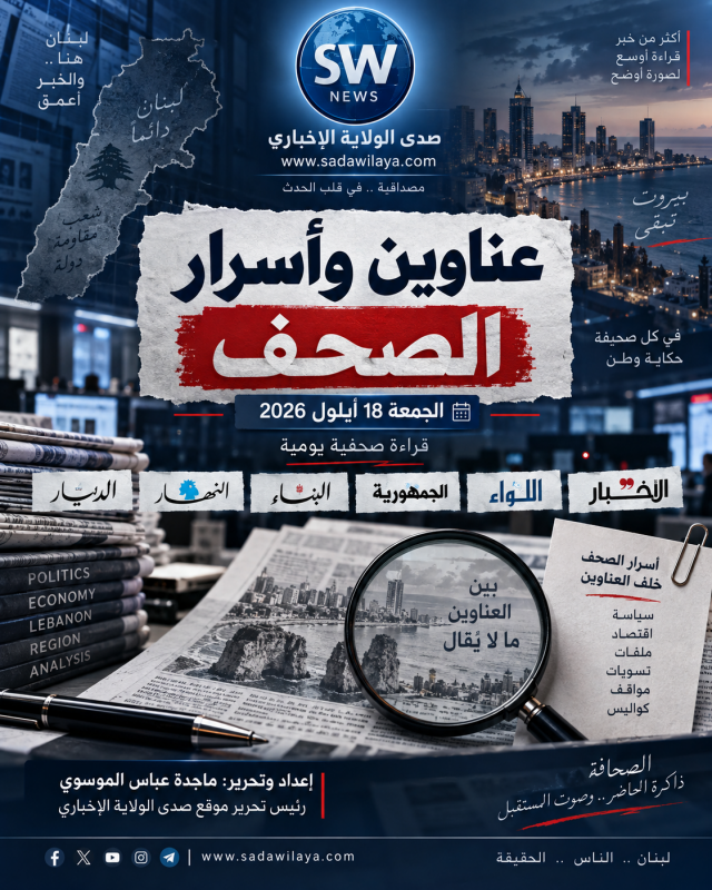 عناوين وأسرار الصحف الصادرة اليوم الجمعة 18 أيلول 2026