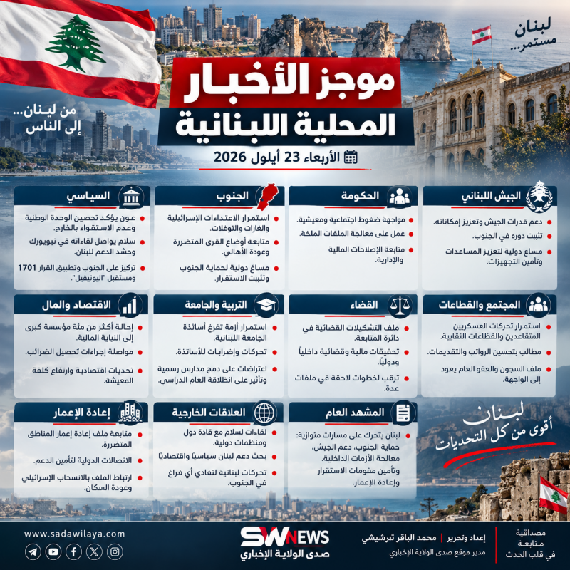 لبنان اليوم تحركات دولية لحماية الجنوب وضغوط اجتماعية واقتصادية تتصدر المشهد لبنان اليوم تحركات دولية لحماية الجنوب وضغوط اجتماعية واقتصادية تتصدر المشهد