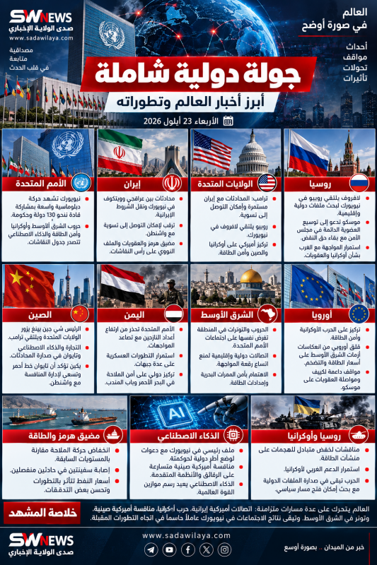 جولة دولية شاملة إيران وهرمز وأوكرانيا والمنافسة الأميركية الصينية تتصدر المشهد العالمي جولة دولية شاملة إيران وهرمز وأوكرانيا والمنافسة الأميركية الصينية تتصدر المشهد العالمي
