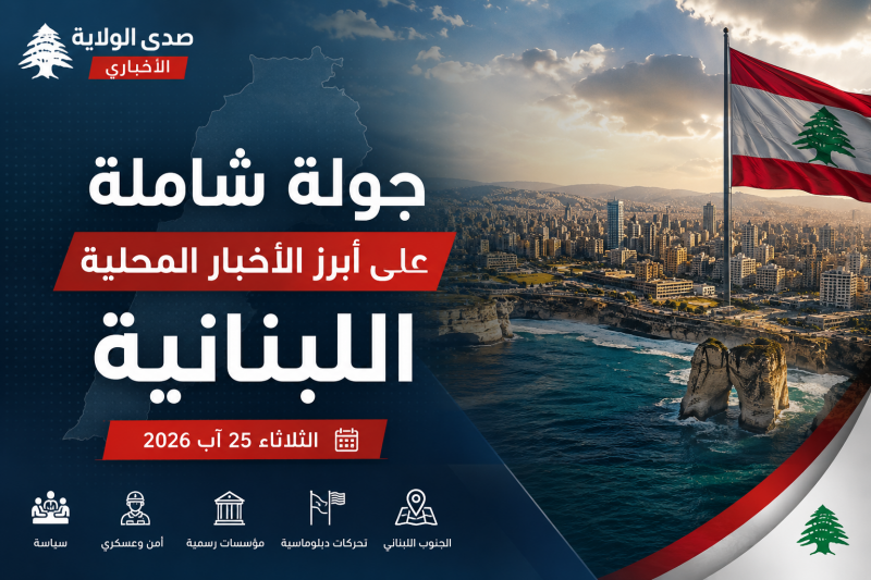 جولة شاملة على أبرز الأخبار المحلية اللبنانية اليوم الثلاثاء 25 آب 2026 جولة شاملة على أبرز الأخبار المحلية اللبنانية اليوم الثلاثاء 25 آب 2026