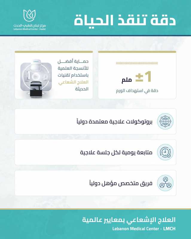 العلاج الإشعاعي في LMCH دقة استثنائية في استهداف الورم، وحماية أقصى للأنسجة السليمة. لأن كل ملمتر يه