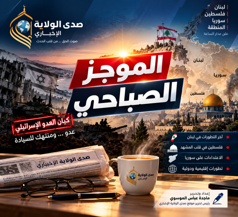 موجز صدى الولاية الصباحي   الجنوب تحت وطأة انتهاكات العدو… وفلسطين في قلب المشهد الإقليمي