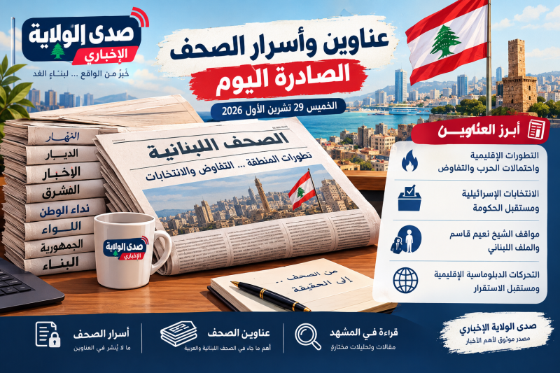 عناوين وأسرار الصحف اللبنانية اليوم الخميس 29 تشرين الأول 2026 تطورات الحرب والتفاوض والانتخابات الإ