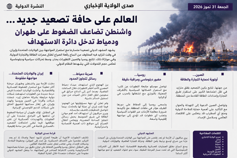 العالم على حافة تصعيد جديد… واشنطن تضاعف الضغوط على طهران ودمياط تدخل دائرة الاستهداف