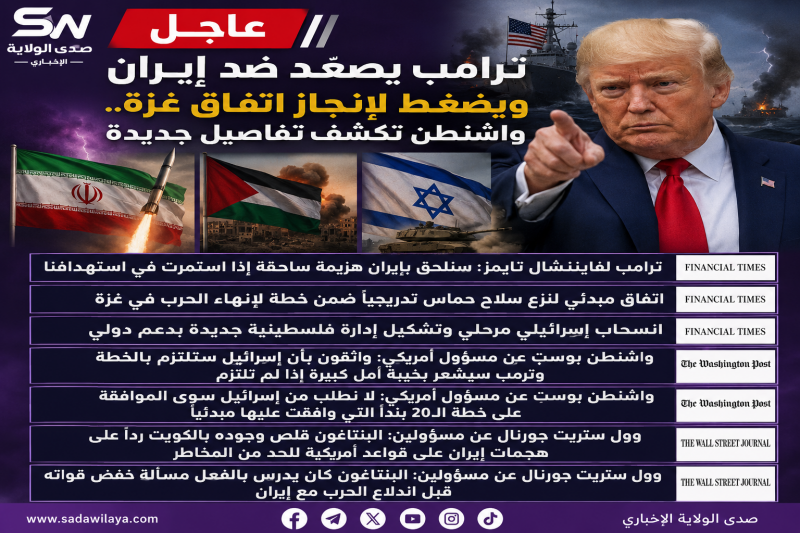 ترامب يصعّد ضد إيران ويضغط لإنجاز اتفاق غزة.. واشنطن تكشف تفاصيل جديدة