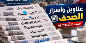 عناوين وأسرار الصحف اللبنانية والعربية الصادرة اليوم السبت 5 أيلول 2026