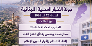 جولة شاملة على الأخبار المحلية اللبنانية اليوم الأربعاء 12 آب 2026