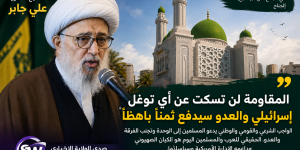 الشيخ الدكتور علي جابر: المقاومة لن تسكت عن أي توغل إسرائيلي والعدو سيدفع ثمناً باهظاً